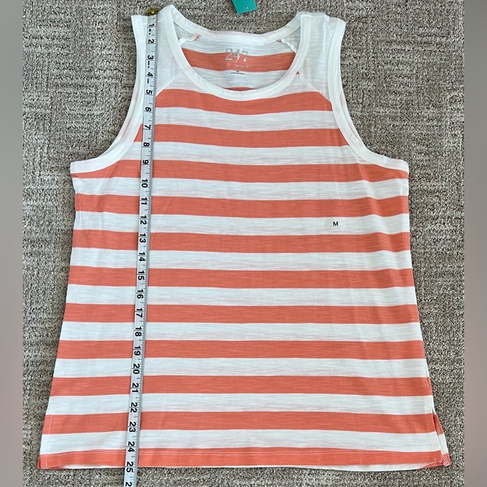 NWT Maurices‎ 24/7 Striped High Neck Tank Top White and Coral Stripes Size M - Picture 7 of 7